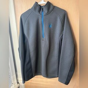 Spyder Men's Gray and Black Quarter Zip Sweater